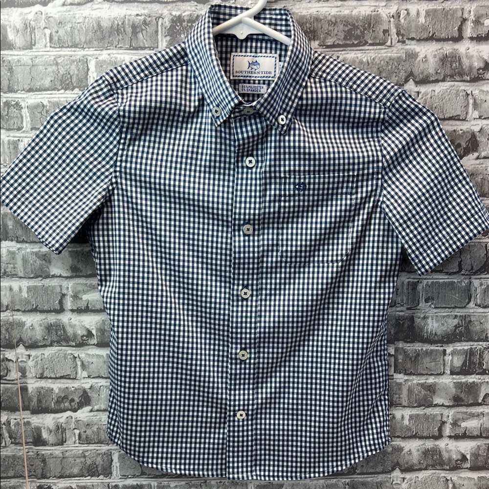 Boy's Southern Tide Navy and White‎ Gingham Shirt